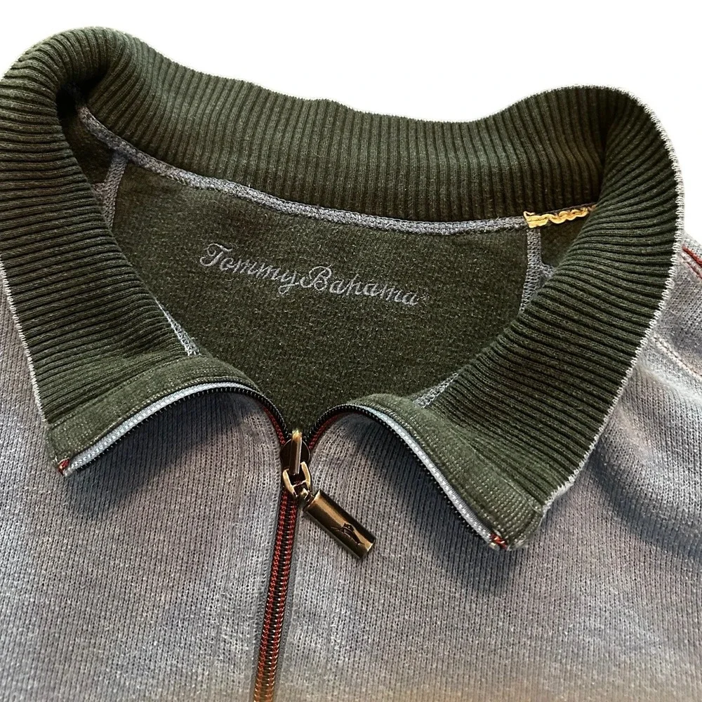Tommy Bahama Blue Quarter Zip Pullover Mock Neck Sweater Men's 4XL